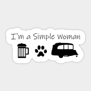 Airstream Basecamp "I'm a Simple Woman" - Beer, Cats & Basecamp T-Shirt Sticker